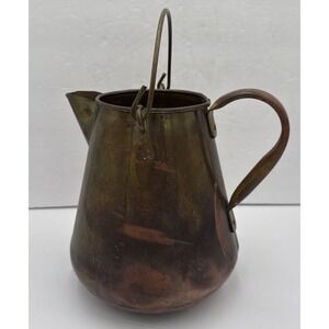 Vintage Holland Copper Brass Pitcher Windmill Label Rustic Farmhouse